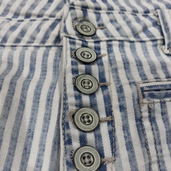 Anthropology Pilcro And The Letterpress Blue White High Rise Slim Shorts Size 27 - Picture 2 of 8